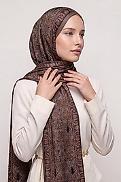 LUVENSARA Desenli İpek Şal L.Brown