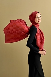 Imannoor Dama Desen Kiremit Naia Pamuk Şal 70x200